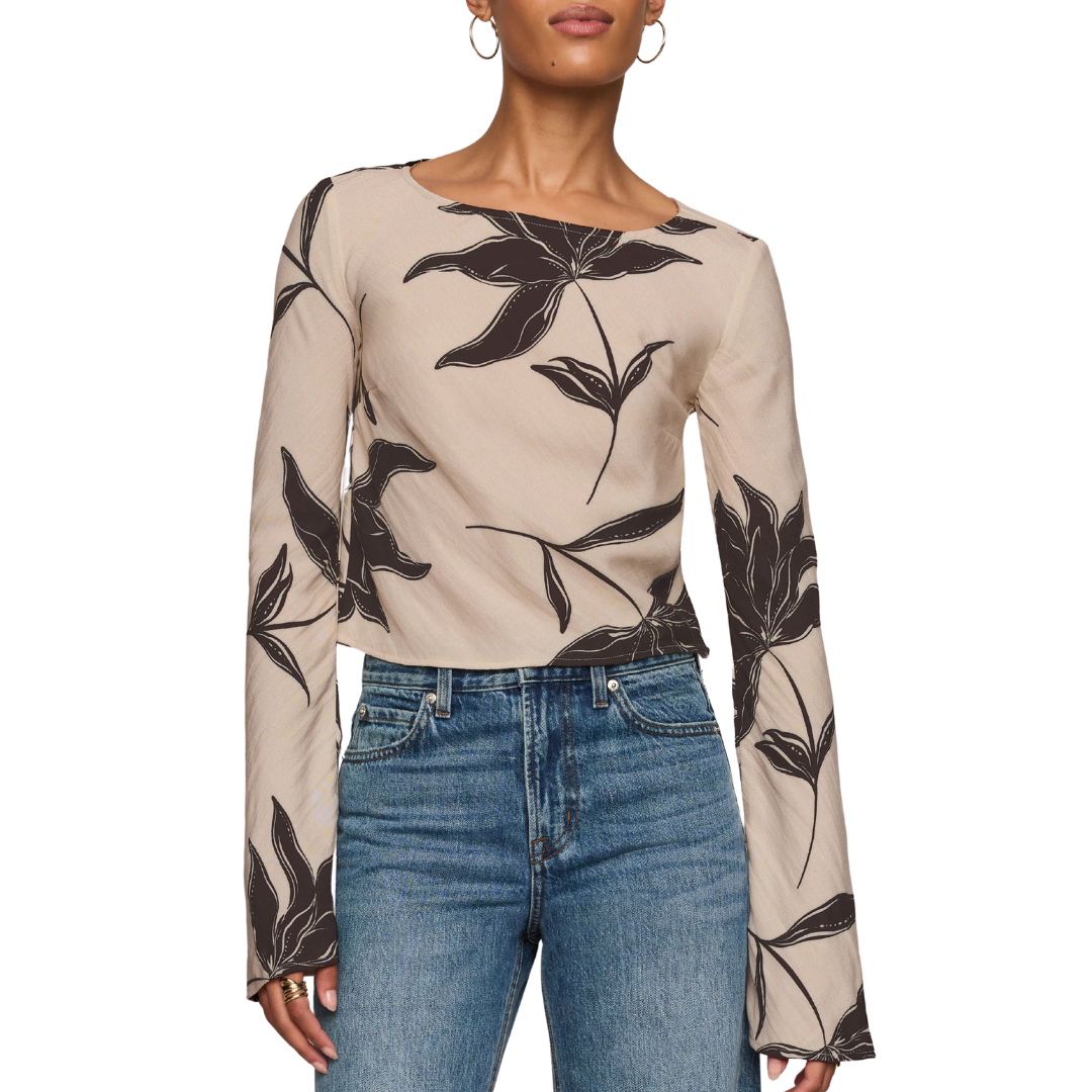 Nia Clem Floral Top in Soft Ecru