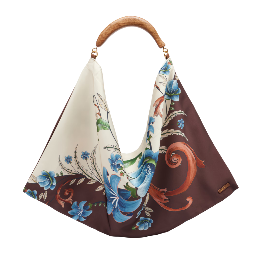 Satin Scarf Large Bag in Millena Off White