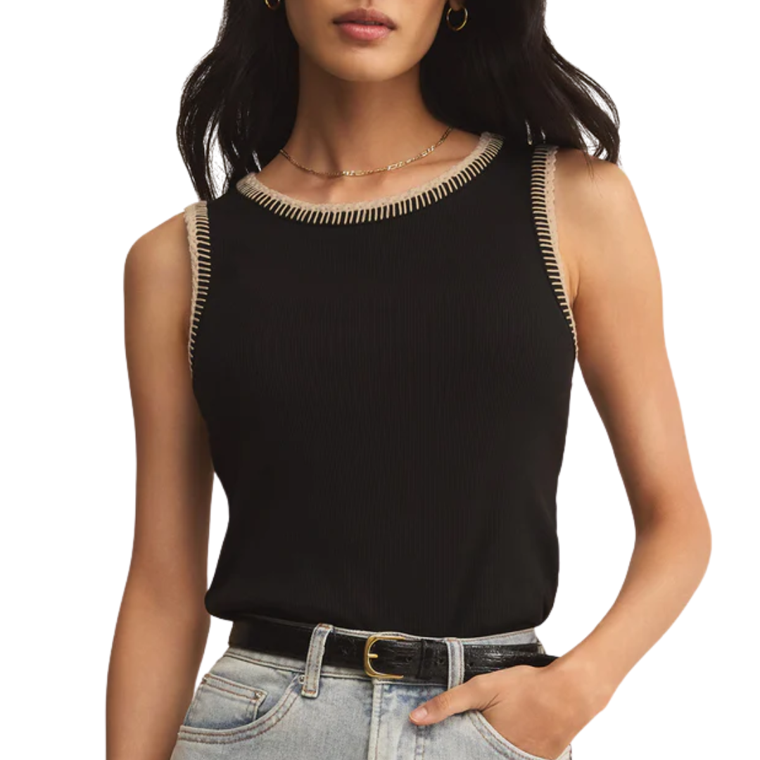 Social Whipstitch Tank in Black