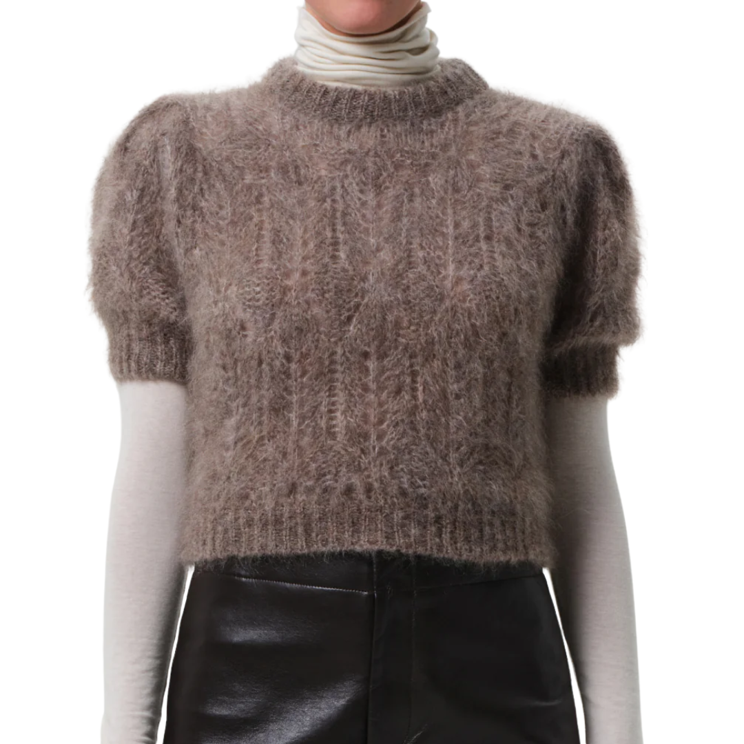 Odette Puff Sleeve Sweater in Mushroom