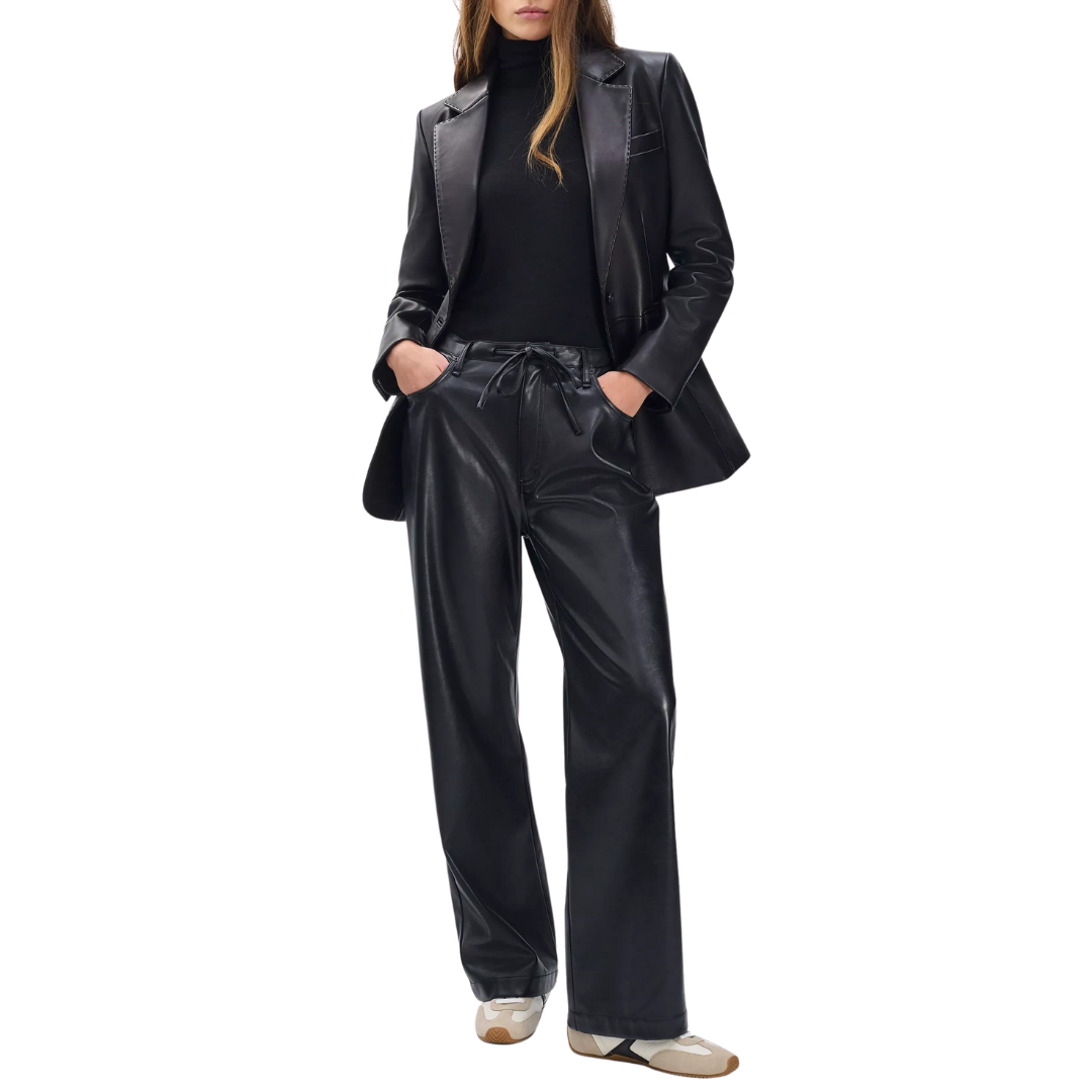 Phoebe Faux Leather Pant in Black