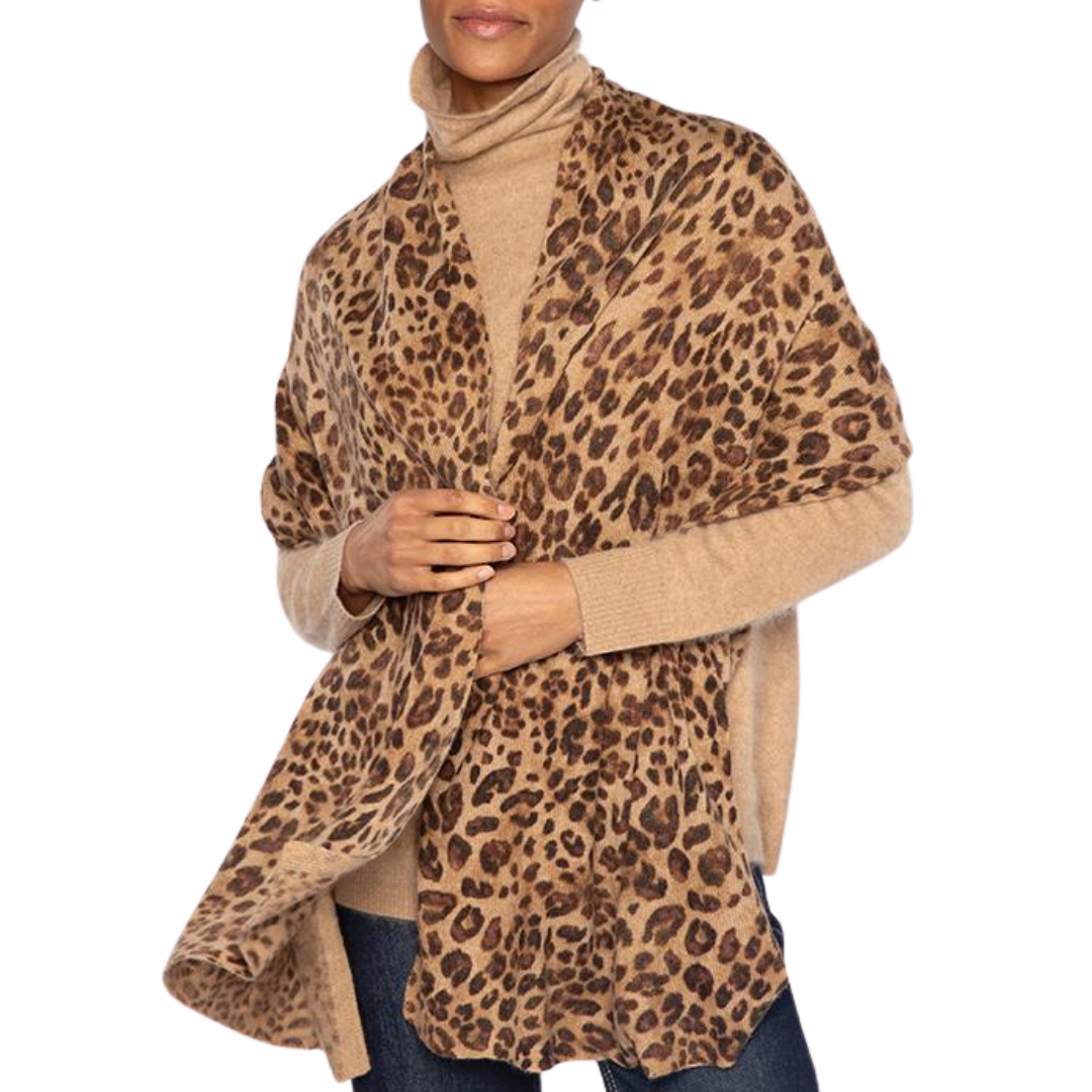 Leopard Wrap in Camel
