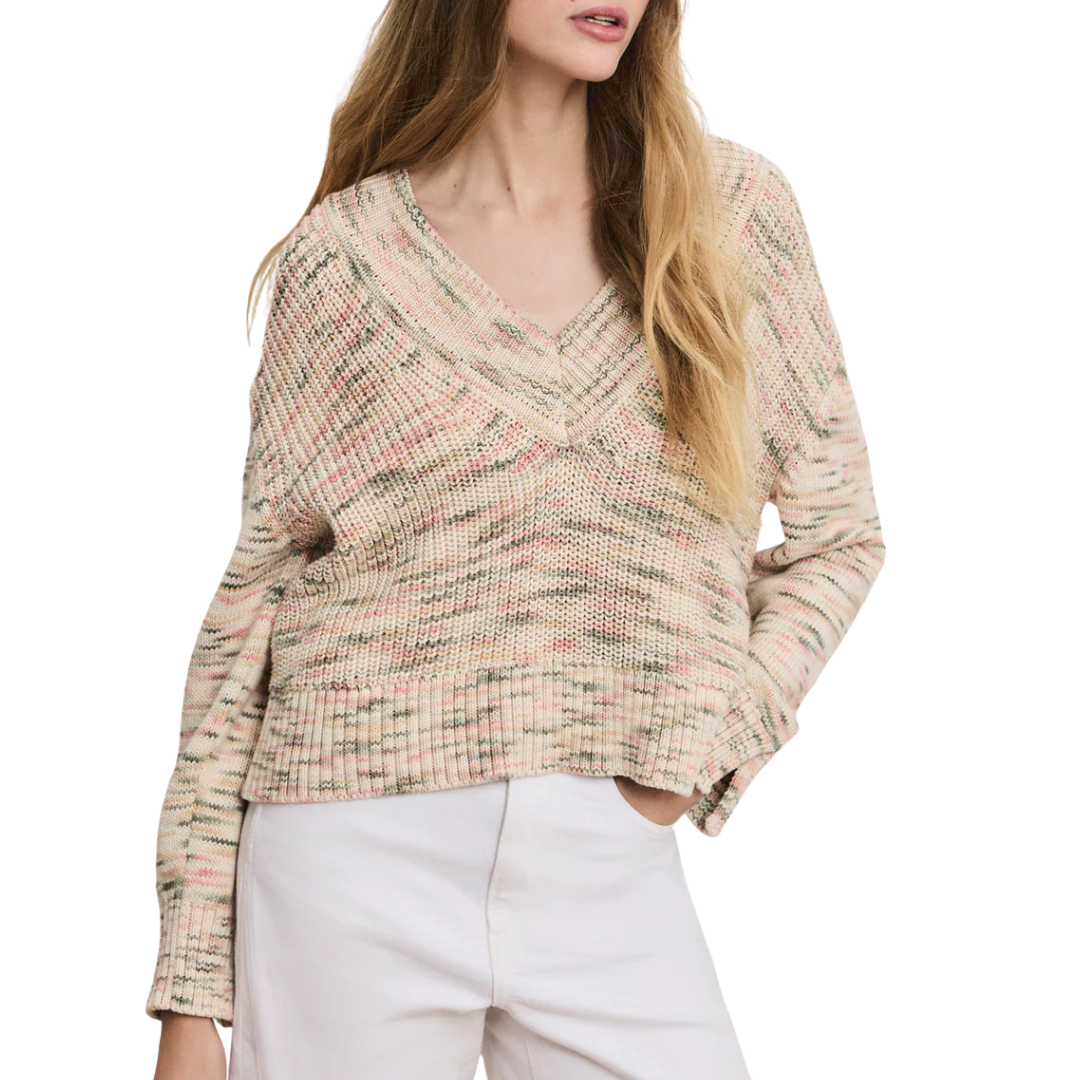 Anola V-Neck Sweater in Petal Multi