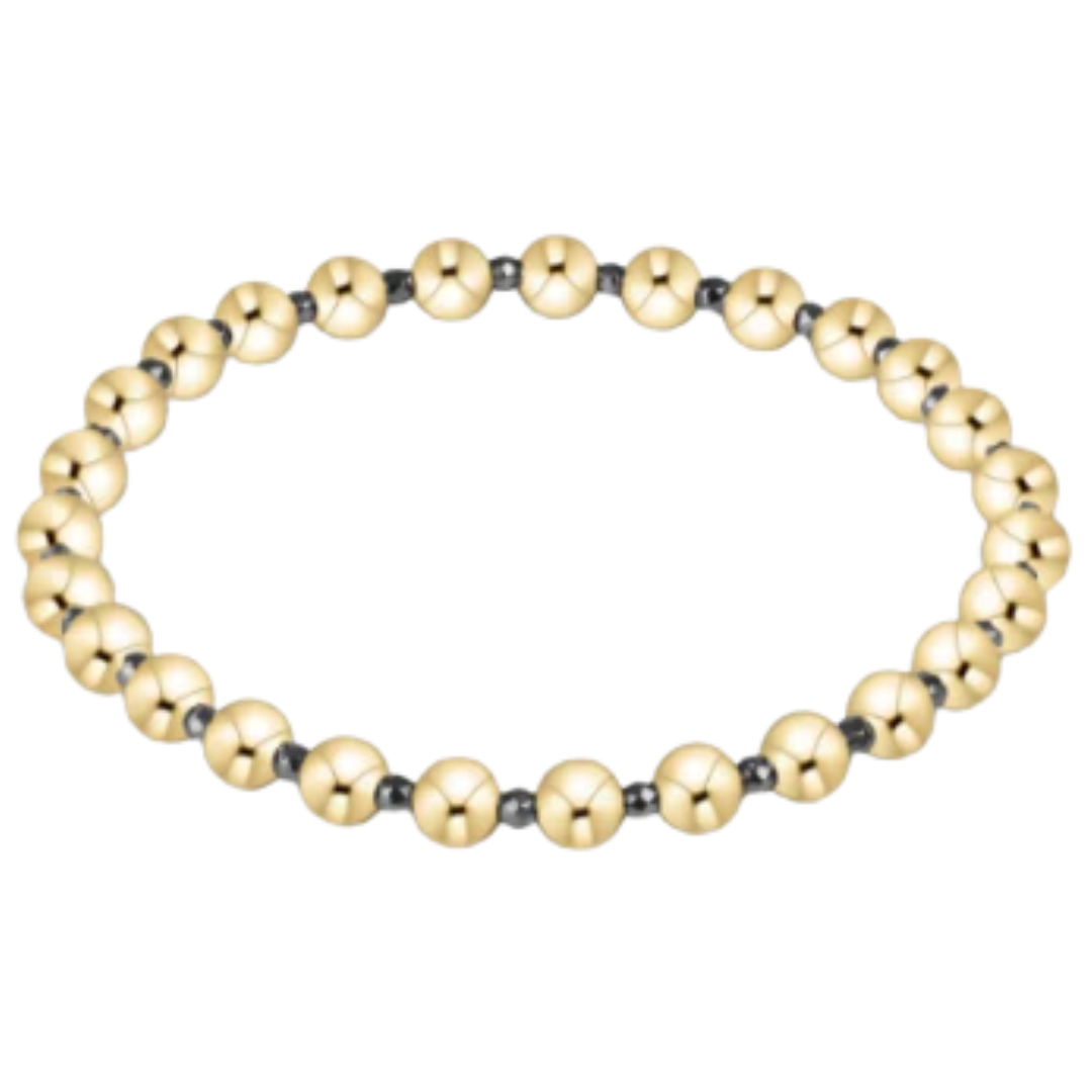 Silver Faceted Hematite Grateful Pattern 5mm Bead Bracelet