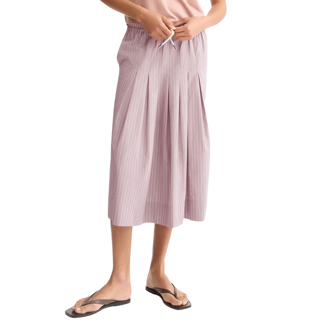 Gates Full Midi Skirt in Rose Stripe