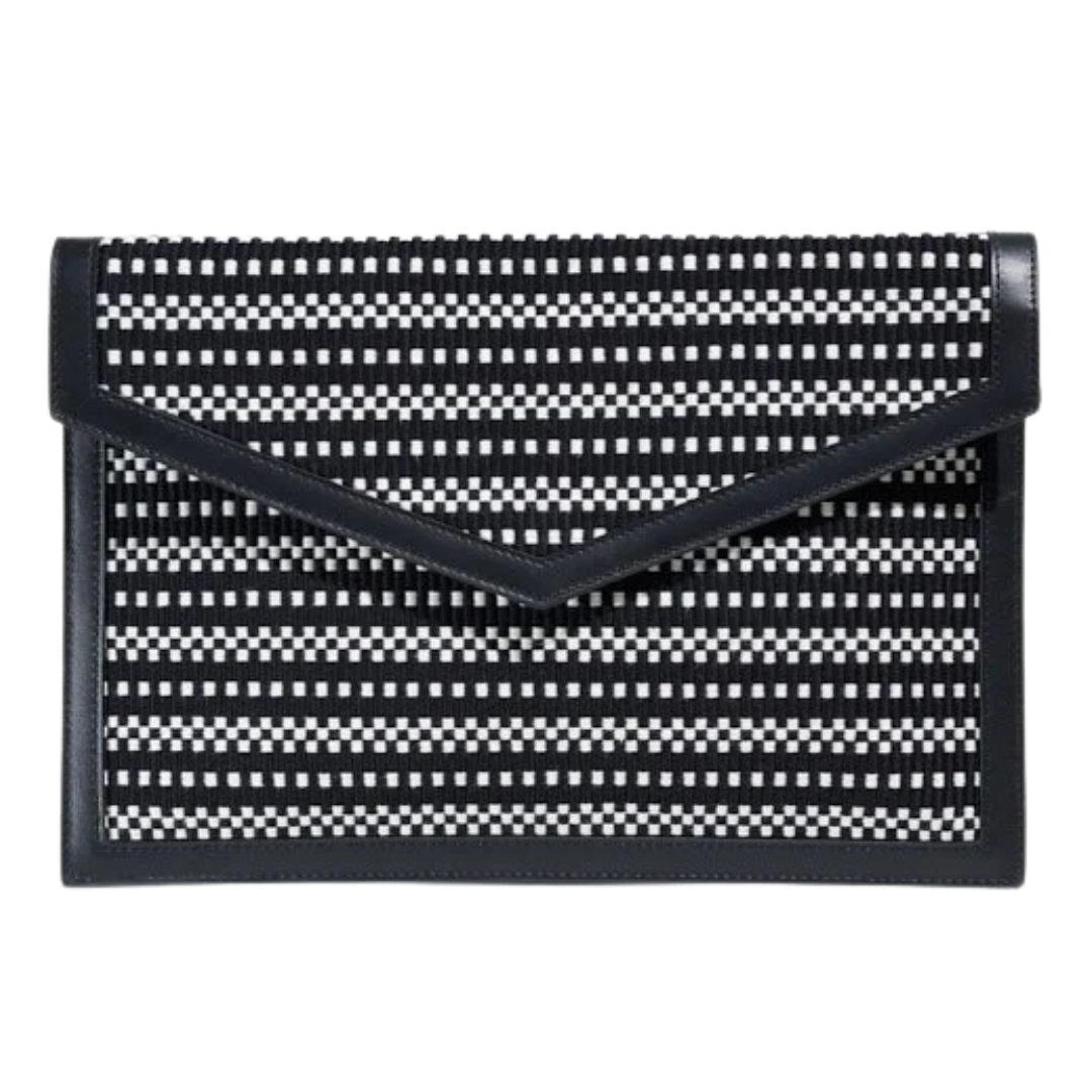 Envelope Large Clutch in Ivory-Black
