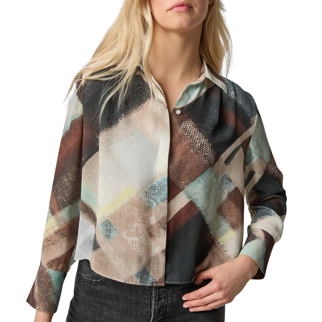 Collared Button Down in Cappuccino Plaid