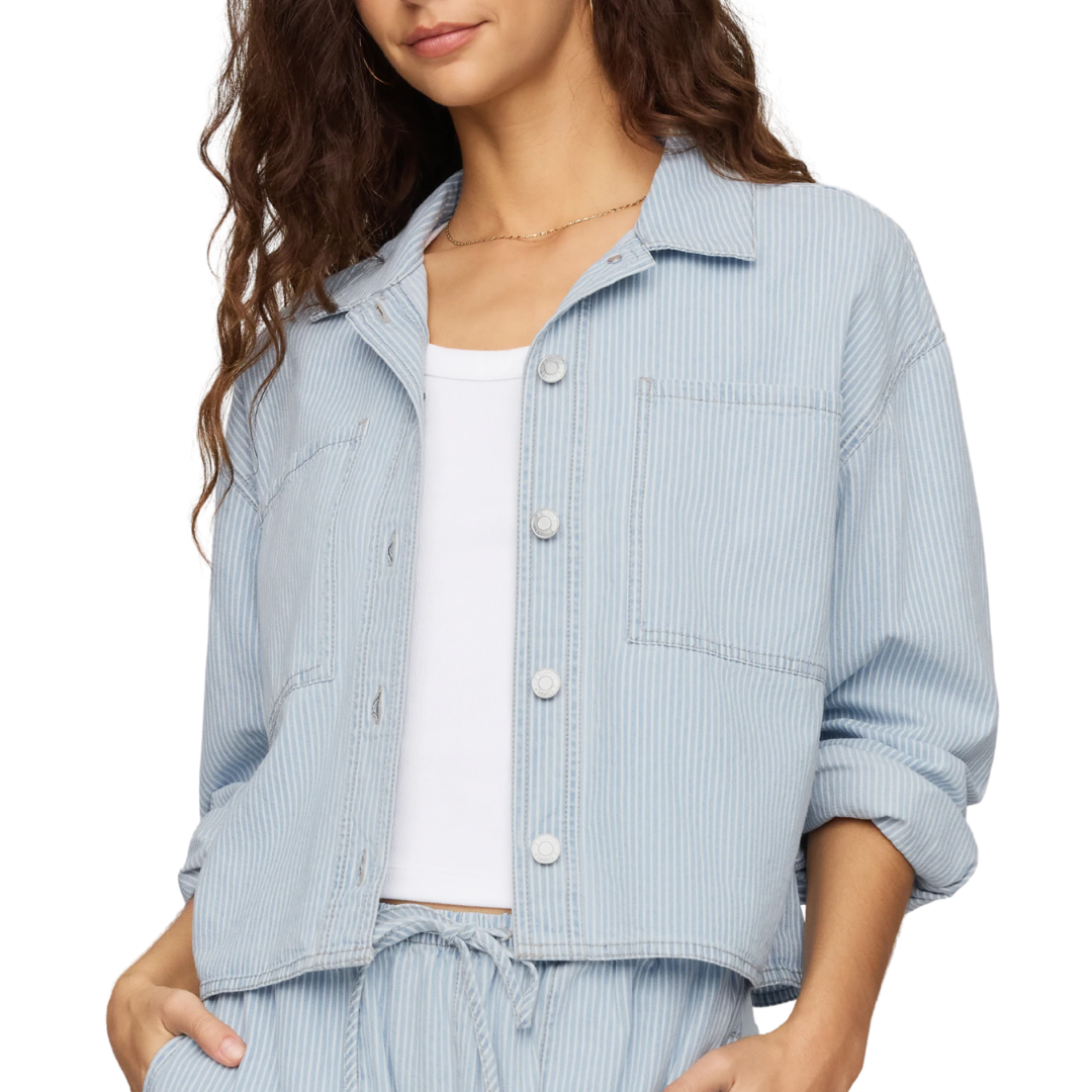 Erin Soft Denim Railroad Jacket in Seaboard Stripe
