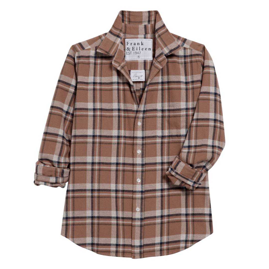 Barry in Tan, Brown, Navy Plaid Flannel