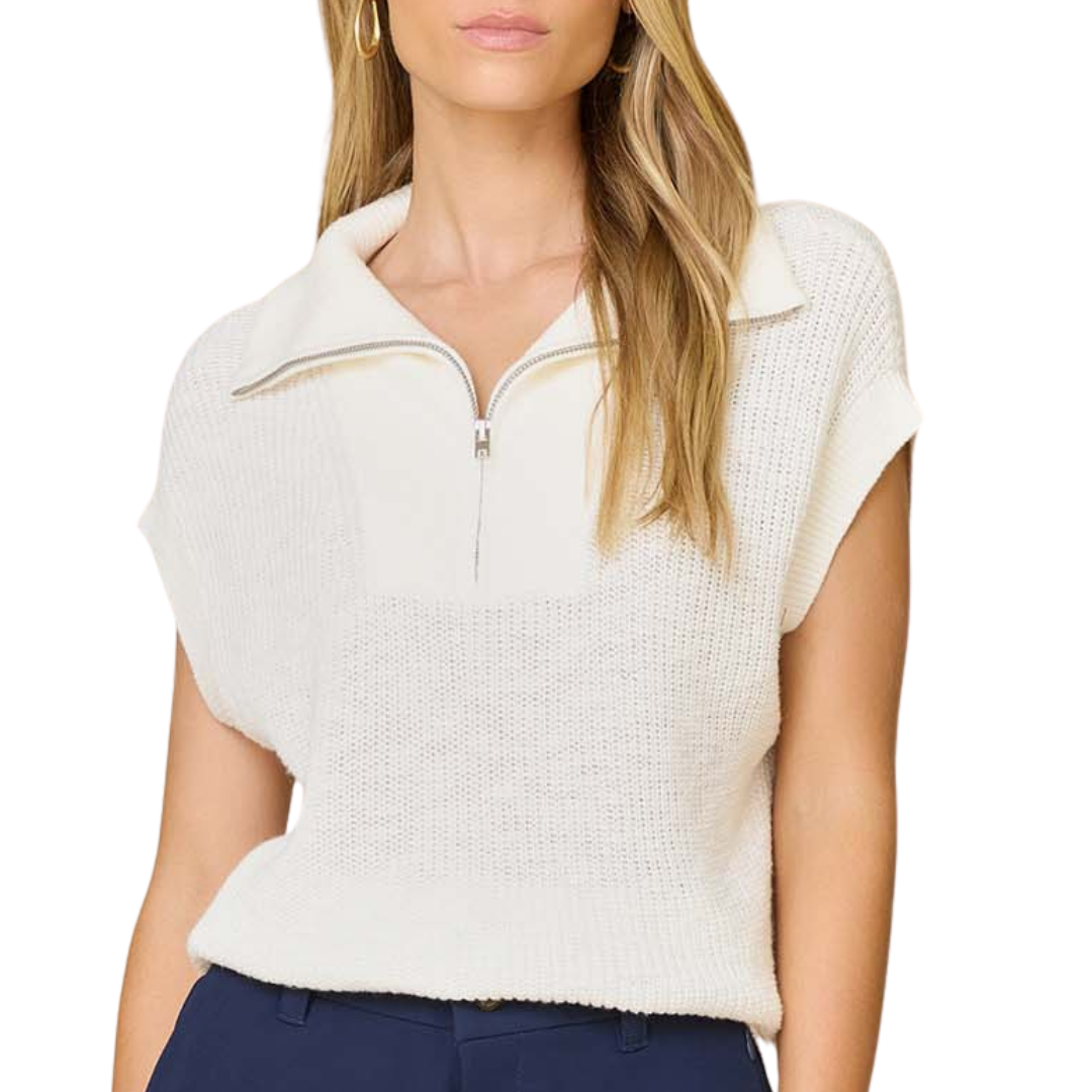 Couric Half Zip Vest in Chalk
