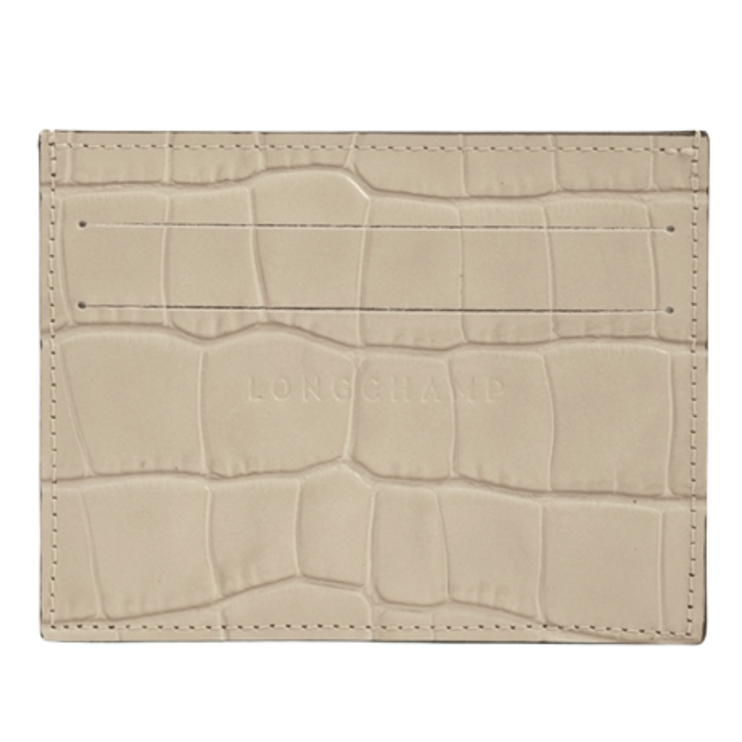 Le Pliage Croc-Embossed Card Holder in Chalk