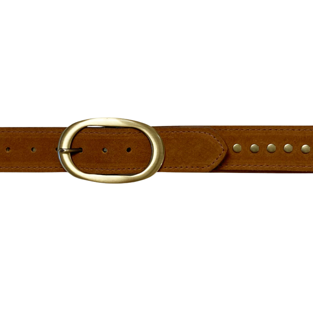 Oval Classic Studded in Saddle Suede