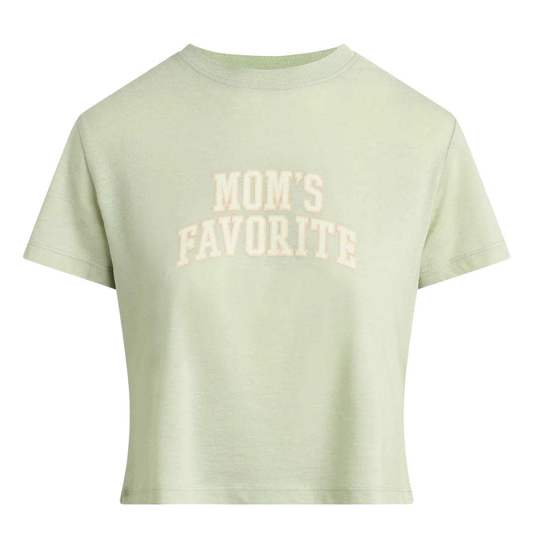 The Cropped Mom's Favorite Tee in Light Sage White