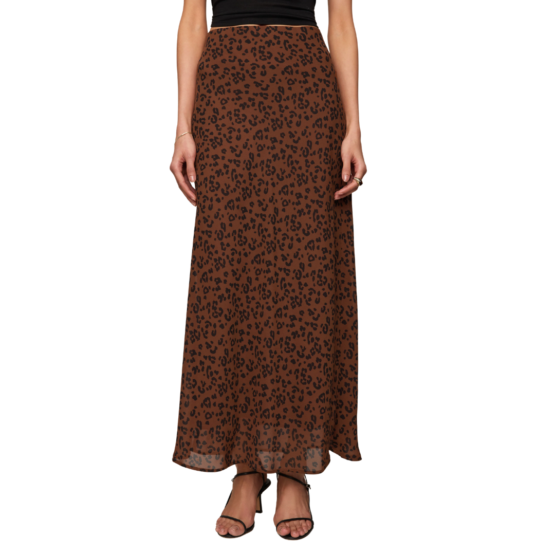 Europa Leopard Maxi Skirt in Burnt Umber