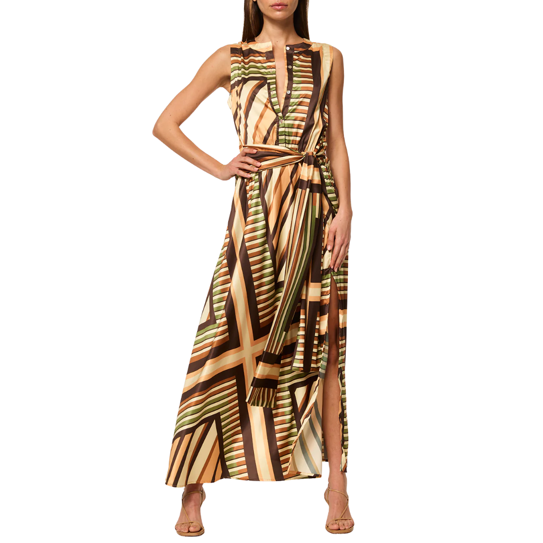 Anabelle Dress in Geo Scarf Satin
