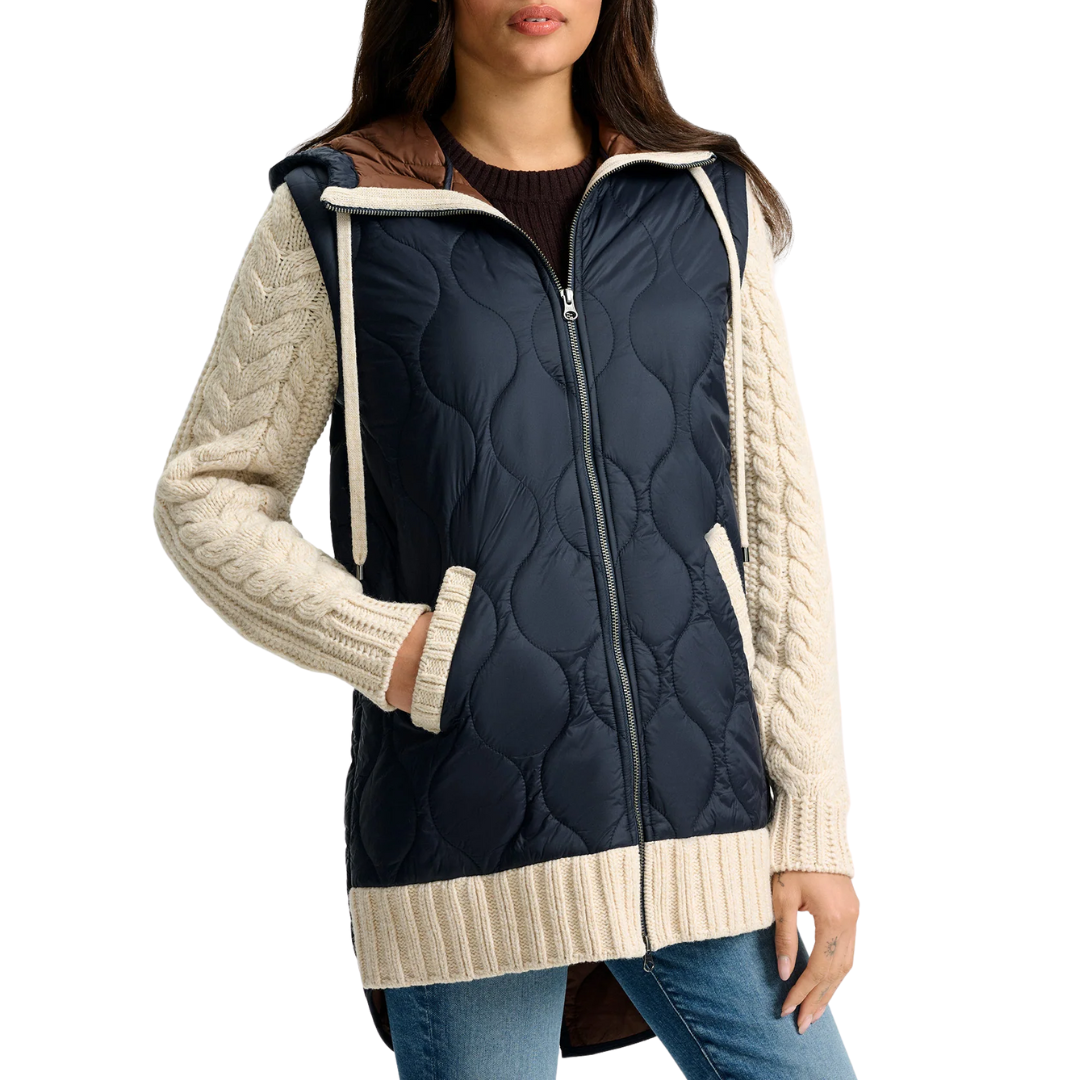 Barrows Mixed Media Jacket in Navy/Heathered Sand