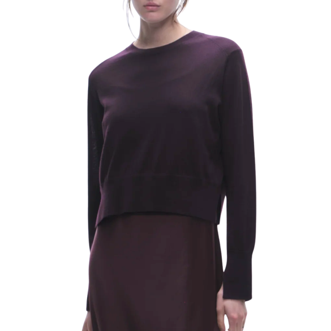 Elodie Layered Crewneck Knit in Grape