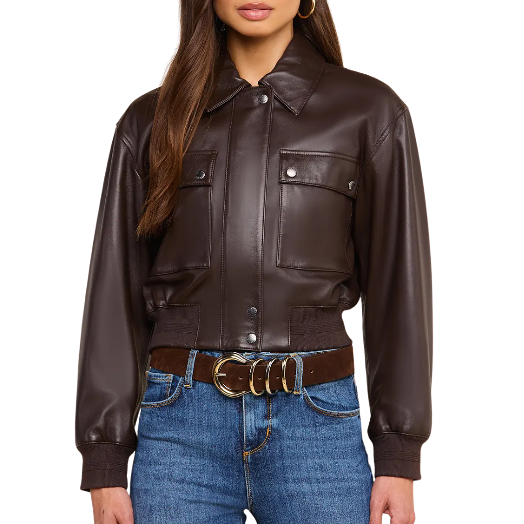 Clotilde Leather Jacket in Brunette