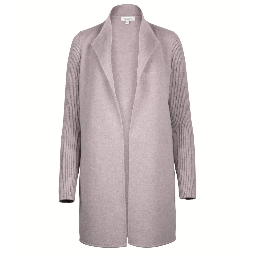 Rib Sleeve Coat in Taupe