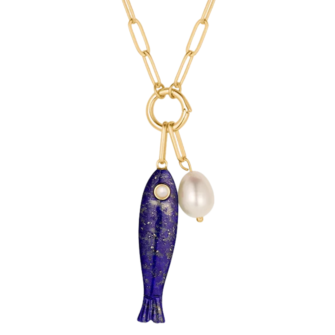 Fortuna Fish Colette Necklace in Lapis
