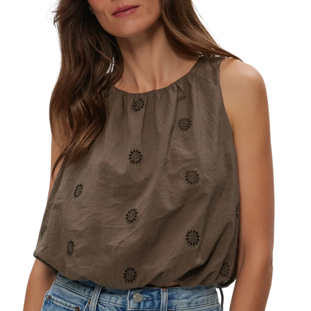 Hazel Eyelet Bubble Top in Kalamata