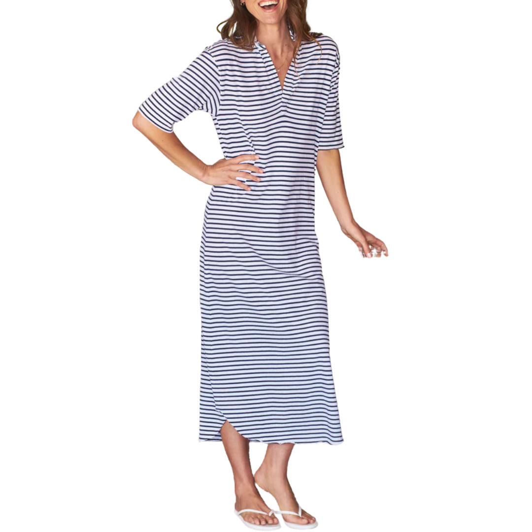 Emma Henley Maxi Dress in Navy French Stripe