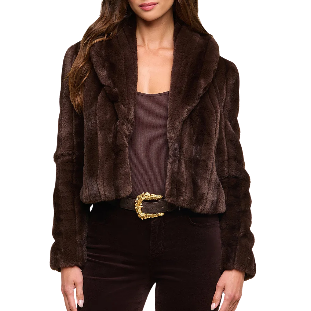Davy Faux Fur Jacket in Dark Java Striped Fur