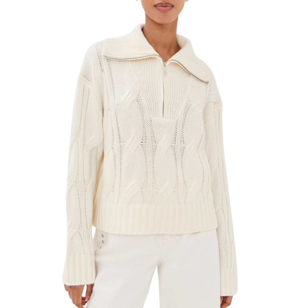 Esme Half Zip Sweater in Gardenia