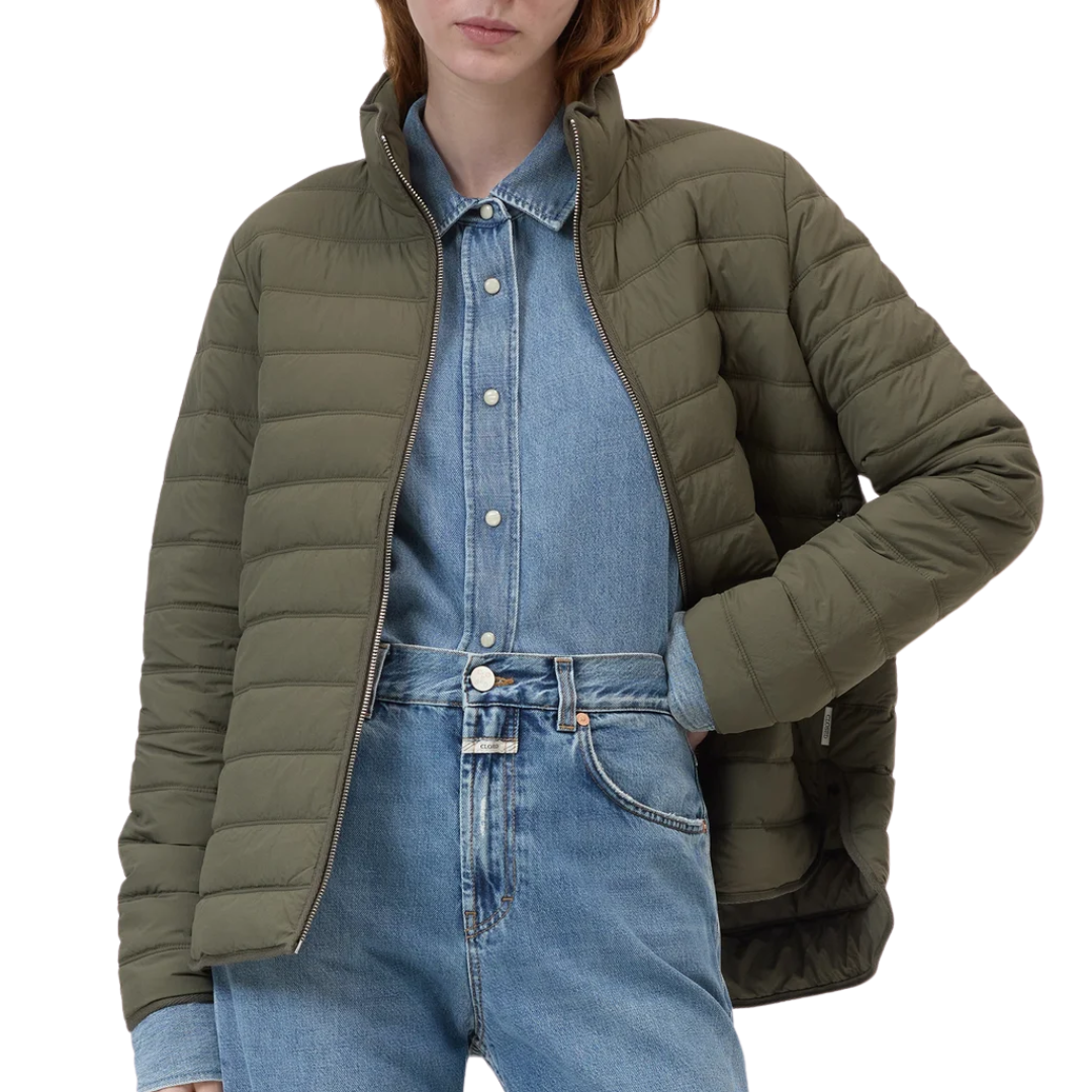 Quilted Zip Jacket in Forest Green