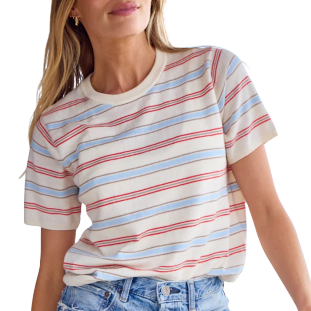 Palmer Striped Tee in Negroni Combo