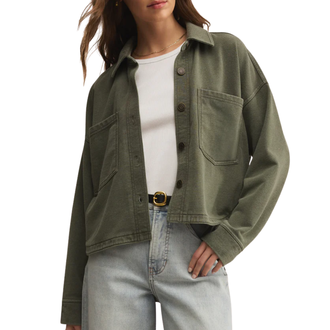 All Day Cropped Jacket in Hunter Green