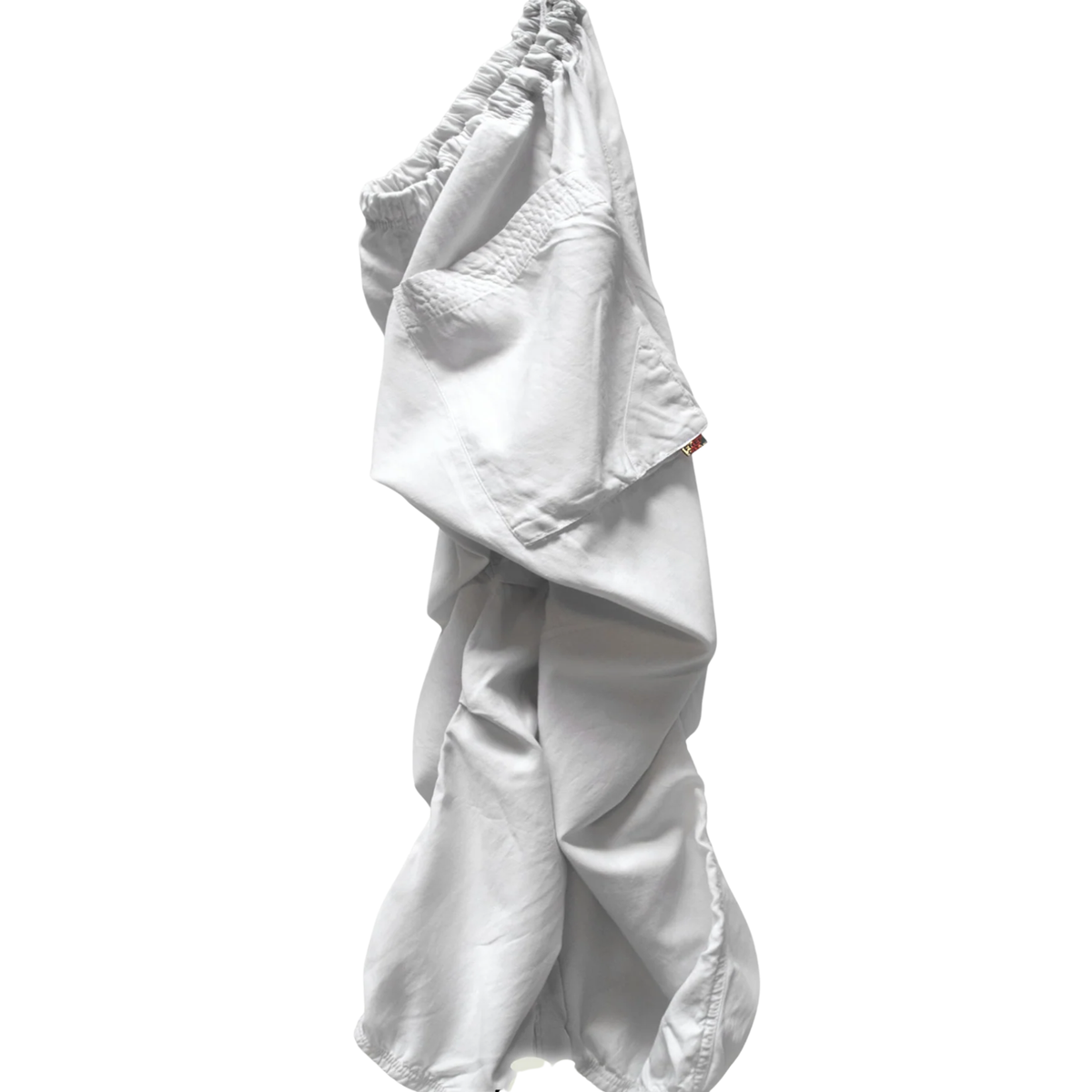 Matte/Satin Loose Drawcord Biggy Pant in Laundry Whites