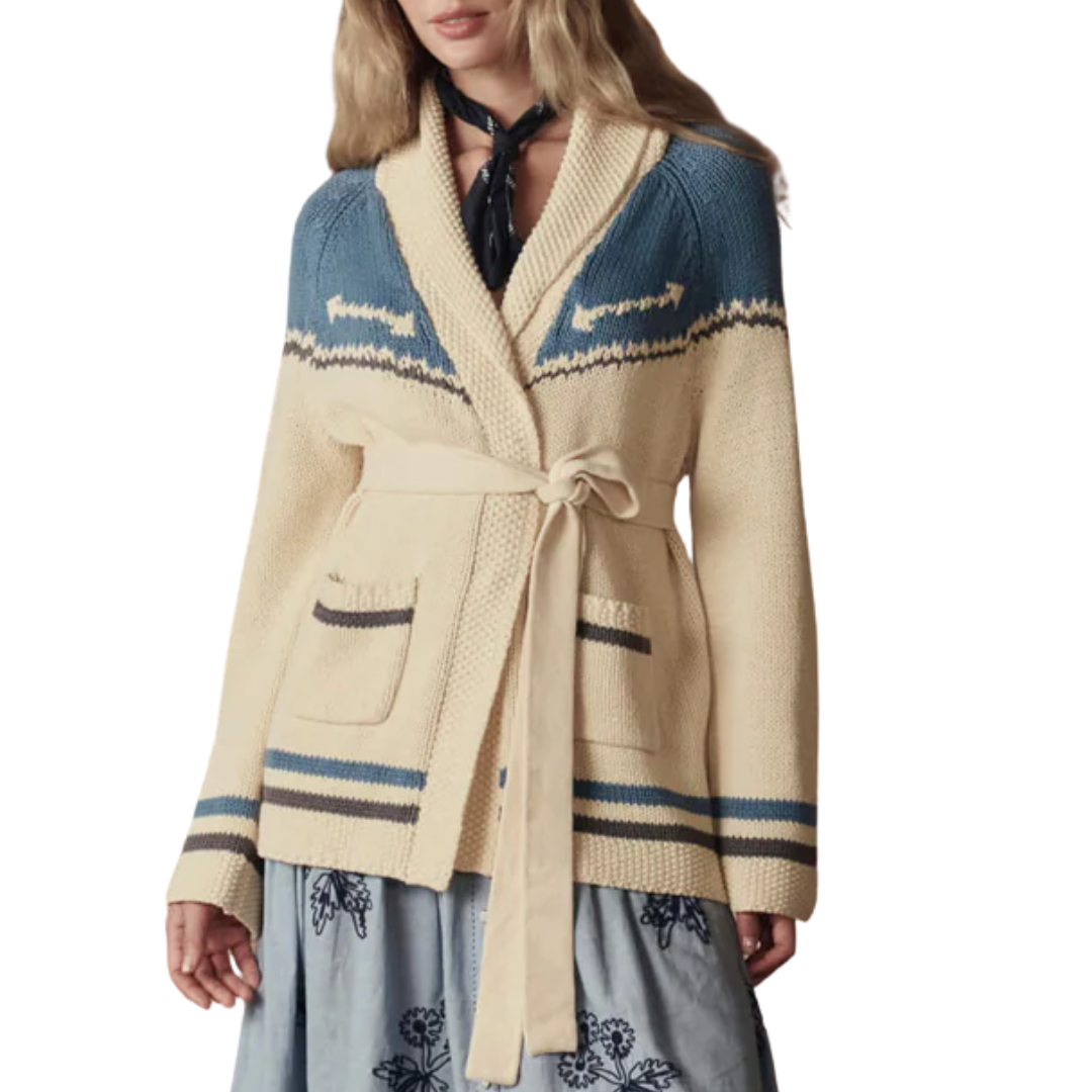 The Western Riding Cardigan Sweater in Robin Blue