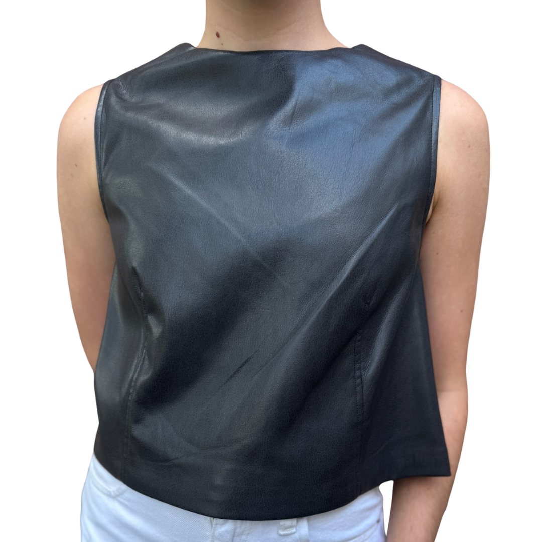 Bonnie Vegan Leather Top in Black