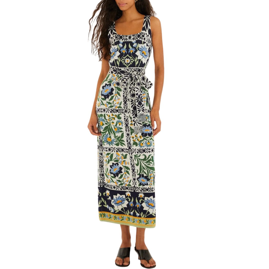 Belted Knit Midi Dress in Manoela Off-White