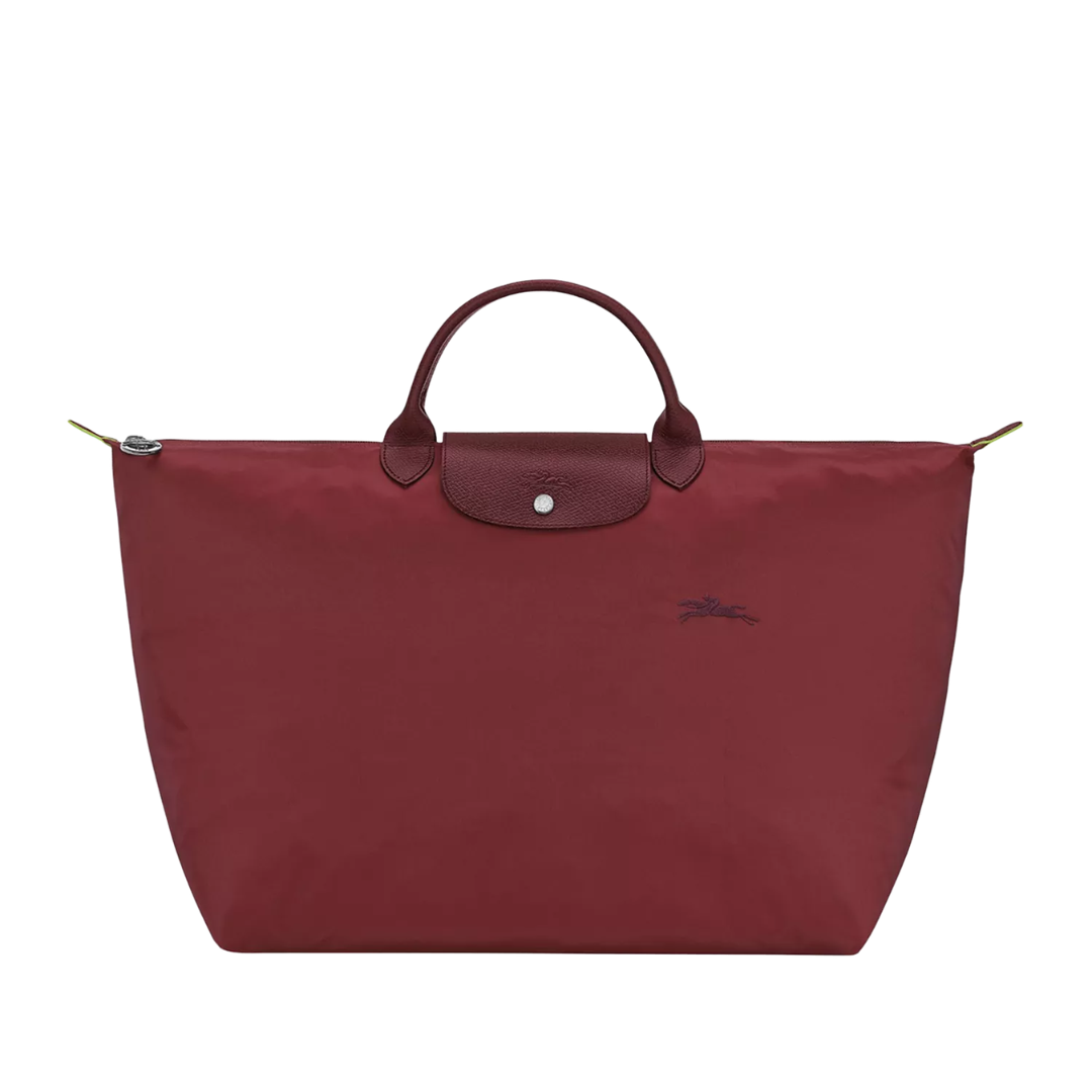 Le Pliage Green Large Travel Bag in Pomegranate