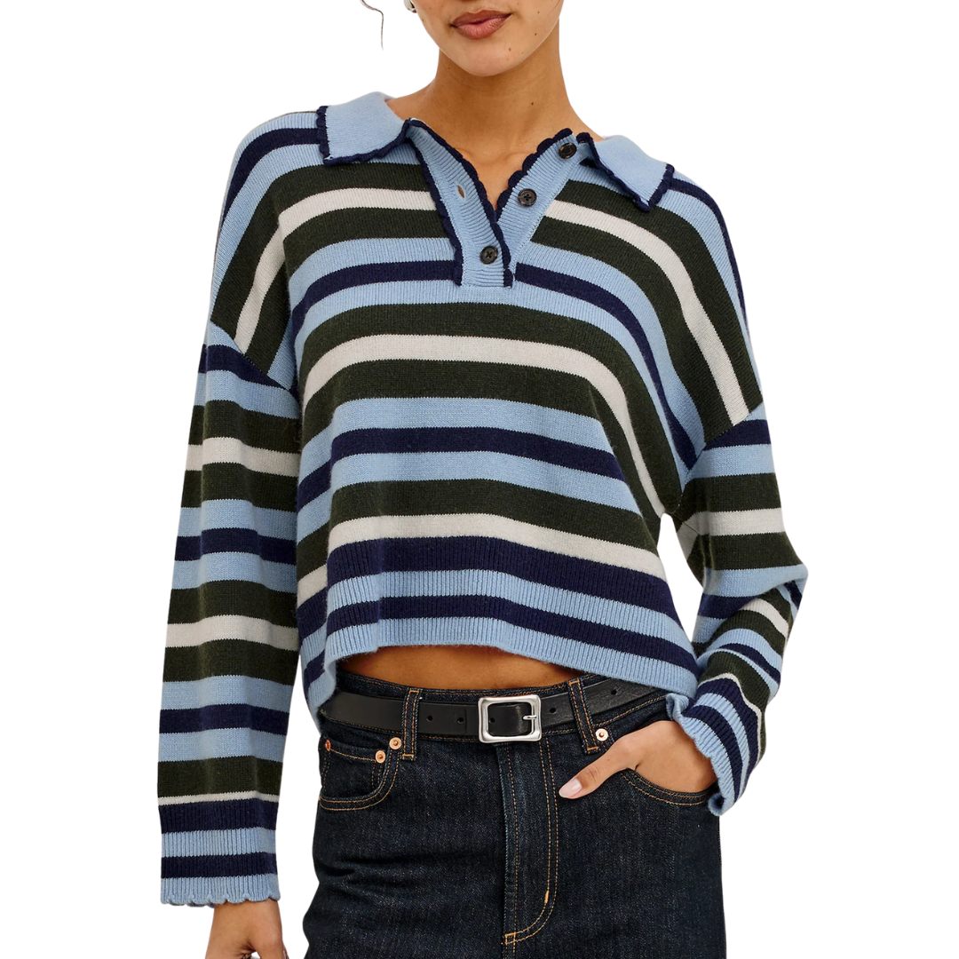 Delora Sweater in Sky Forest Stripe