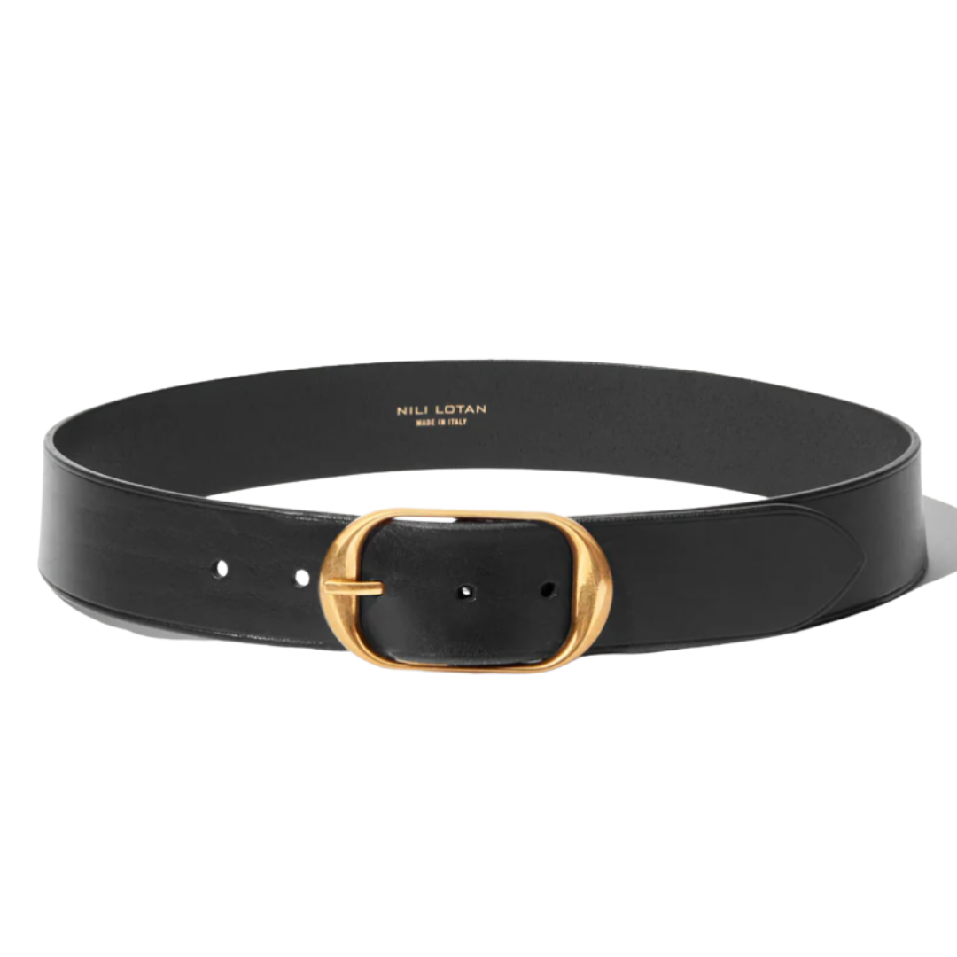 Nili Belt in Black w/ Antique Brass Buckle