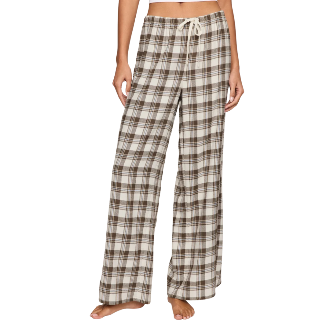 Better Off Plaid Flannel Pant in Cocoa Bean