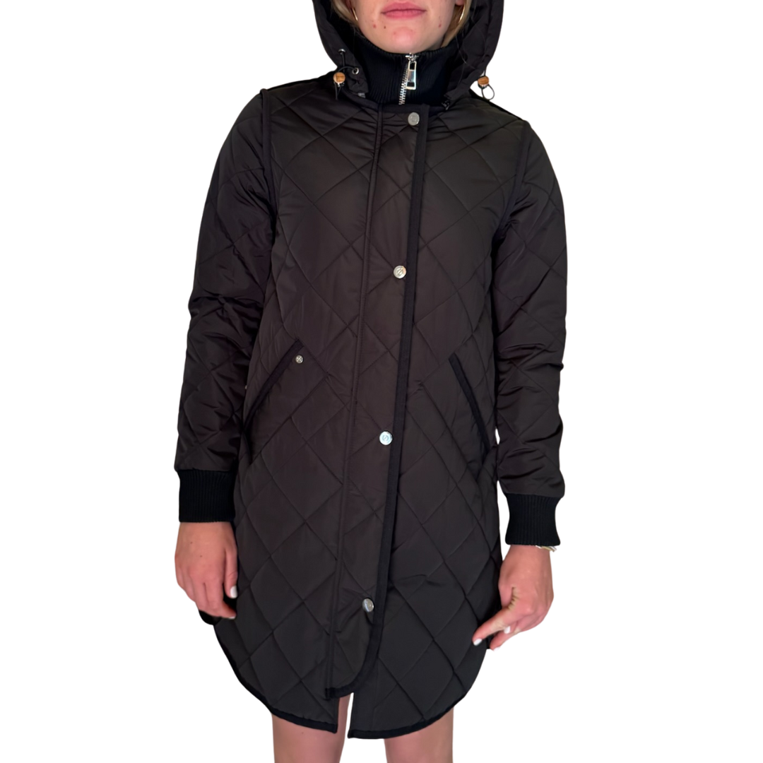 Libby Quilted Coat in Black