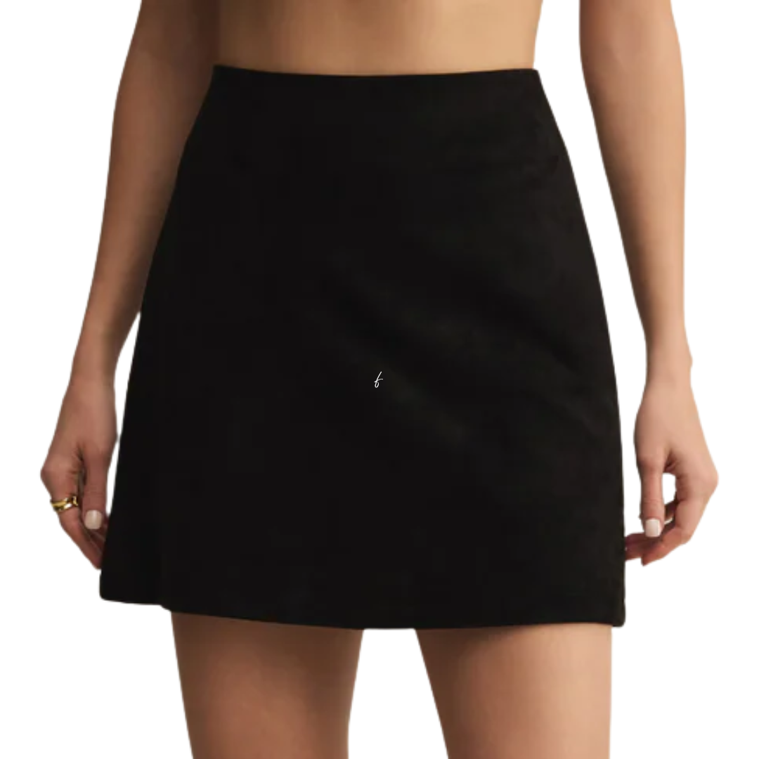 Ciera Faux Suede Mini Skirt in Black