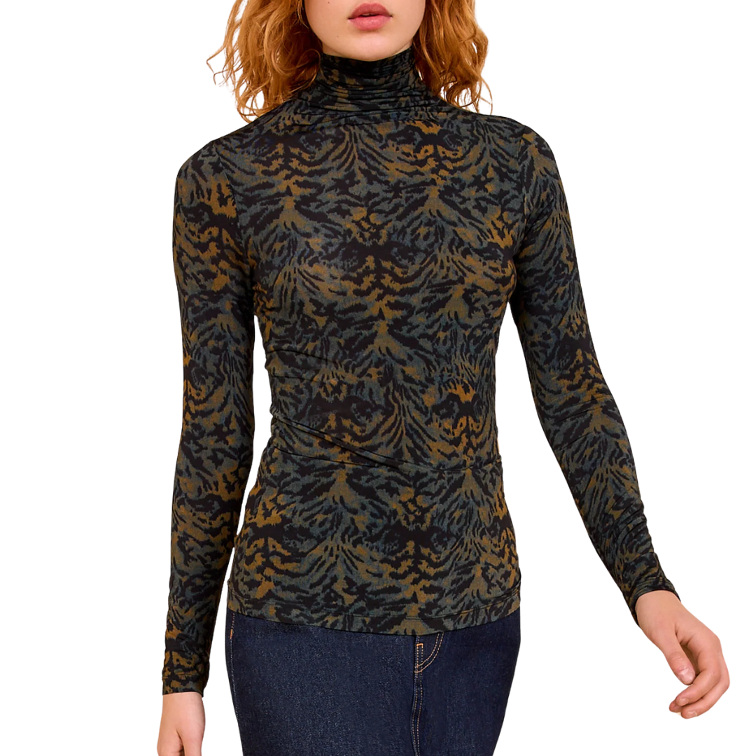 Aurelia Jersey Long Sleeve Turtleneck in Desert Jasper