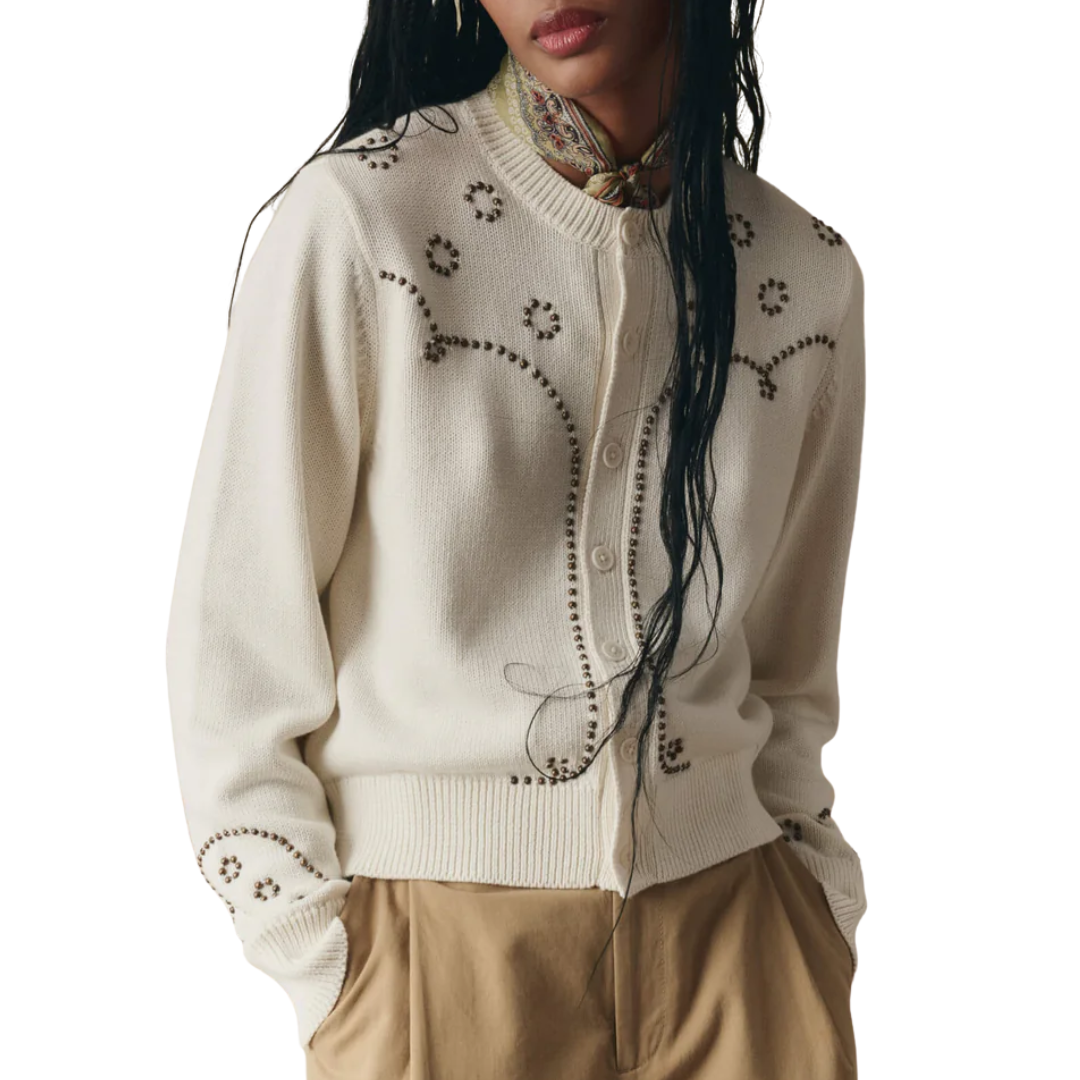 The Studded Cardigan in Natural