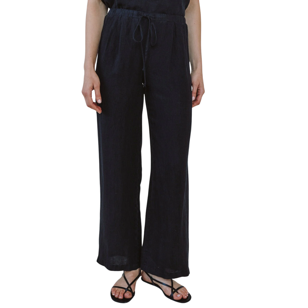 Beach Pant With Lattice Stripe in Black