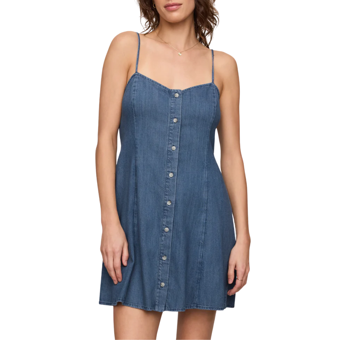Angel Eyes Denim Mini Dress in Medium Indigo