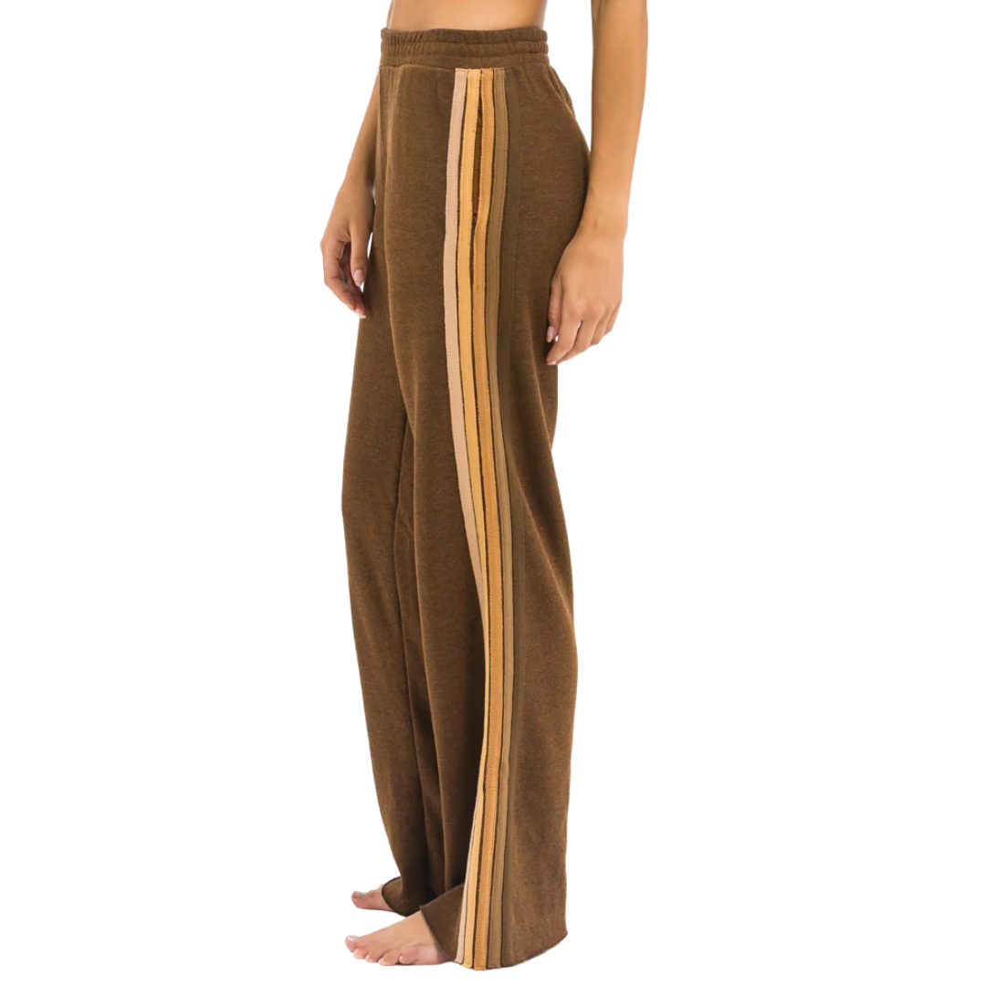 5 Stripe Wide Sweatpants in Chocolate/Espresso