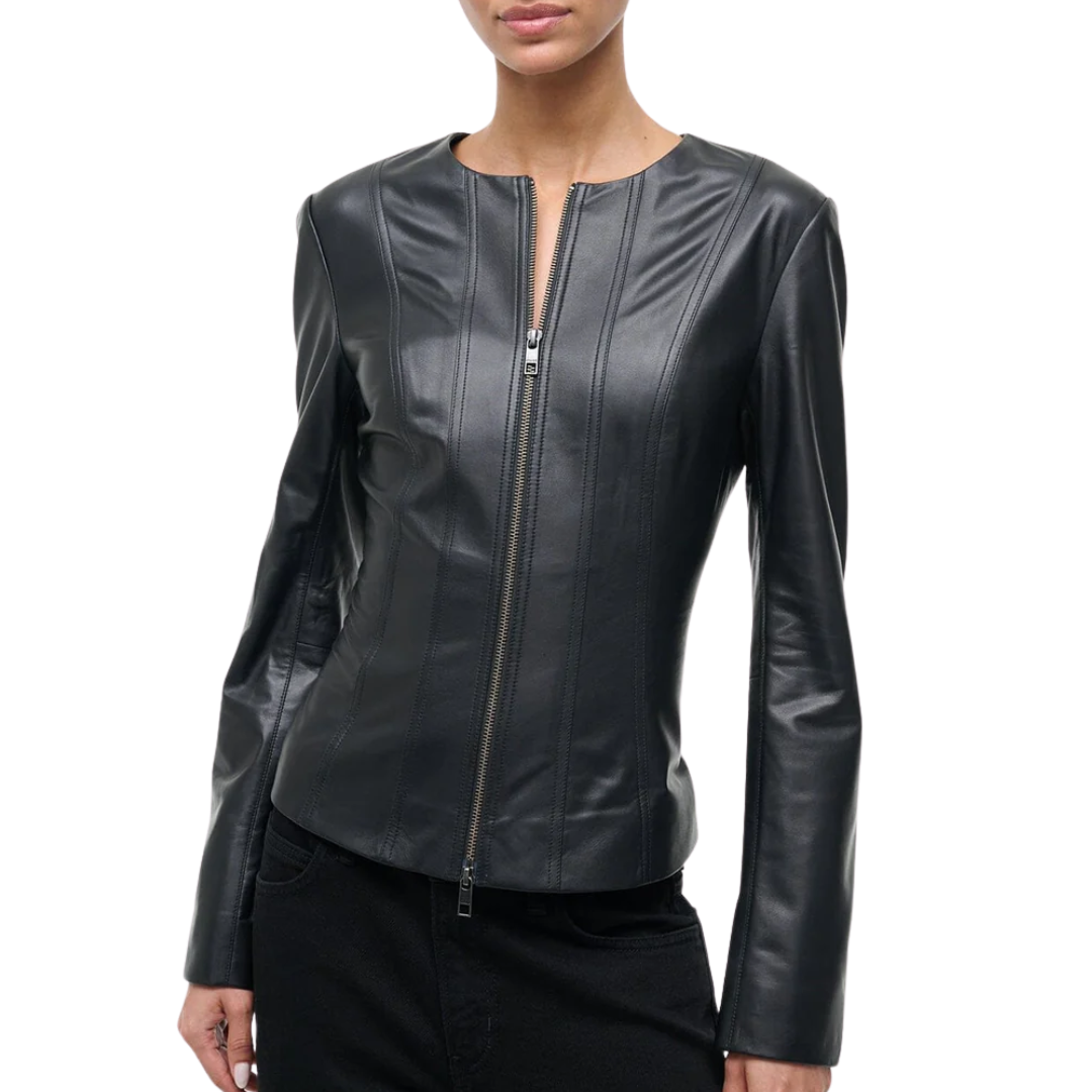 Wells Leather Jacket in Black