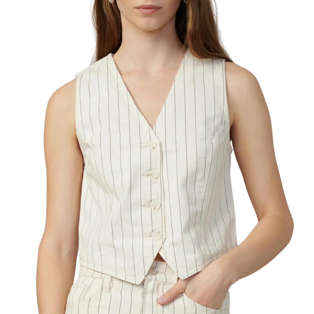 Relaxed Tailored Waistcoat in Natural Stripe