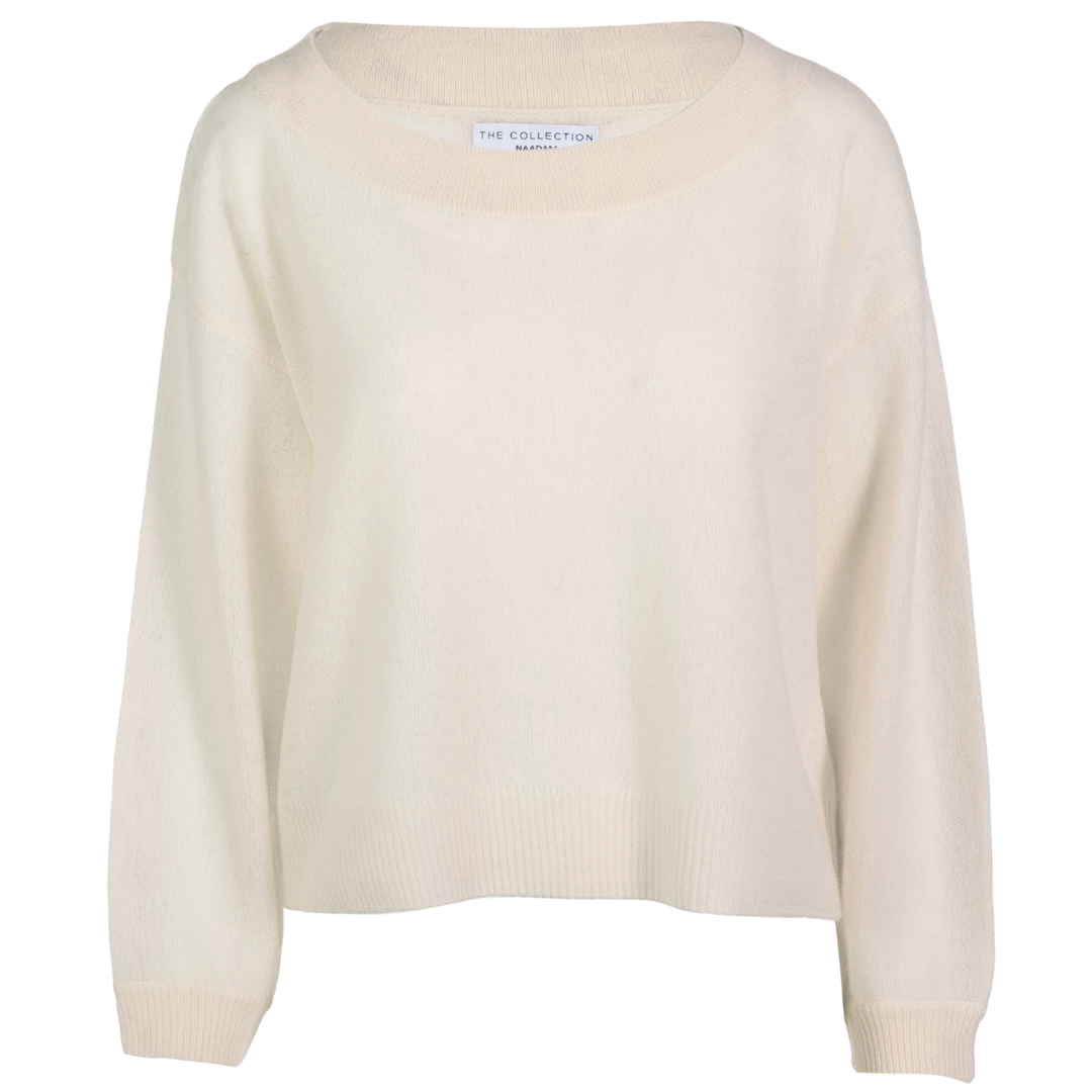 Cloud Cashmere Open Crewneck in White