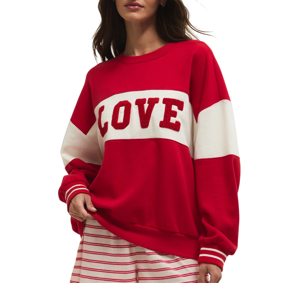 Oversized Love Sweatshirt in Kiss Me Red
